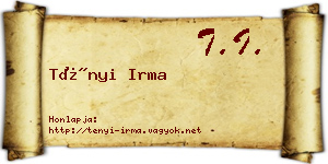 Tényi Irma névjegykártya